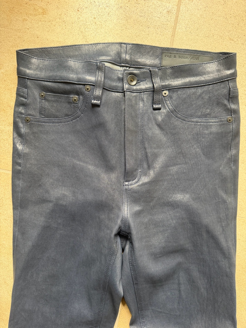 Rag & Bone Skinny Leather Pants - Blue - Picture 6 of 7